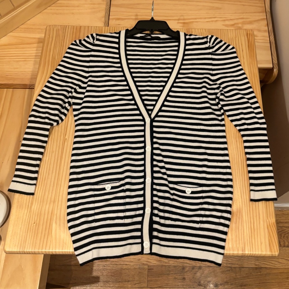 Black and White Striped Cardigan